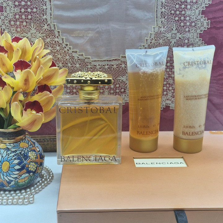 Set de Perfume Vintage Cristobal Balenciaga 2005, Eau de Parfum 100ml Locion Gel Estuche 3pcs, Fragancia Descatalogada de Colec…