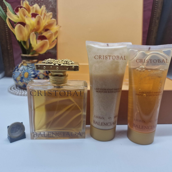 ヴィンテージ クリストバル バレンシアガ 2005 香水ギフトセット, 稀少 オードパルファム 100ml ローション ボディゲル 3点セット, 廃盤 レア コレクター香水