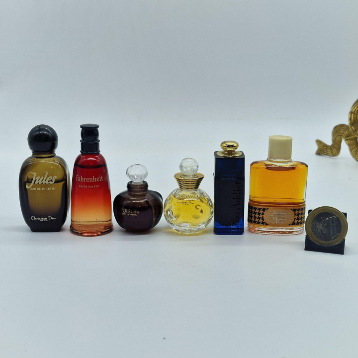 Lote de 6 Miniaturas de Perfume Christian Dior Vintage - Poison Esprit, Fahrenheit, Jules, Diorissimo, Dolce Vita, Addict Colec…