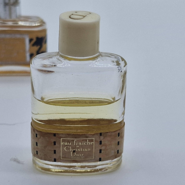Vintage Parfum Miniatur Set Christian Dior Diorissimo Miss Dior Diorella Eau Fraiche, Sammlerset mit 4 Flakons je 7ml, 1970er