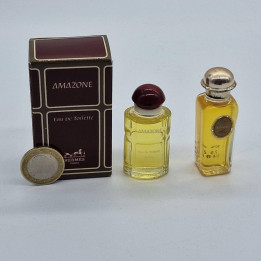 Vintage Miniatur Parfum Set, Hermes Amazone 7ml und Caleche 7.5ml Sammler Mini Düfte, Französische Parfümerie 1980er Lot 2 Stück