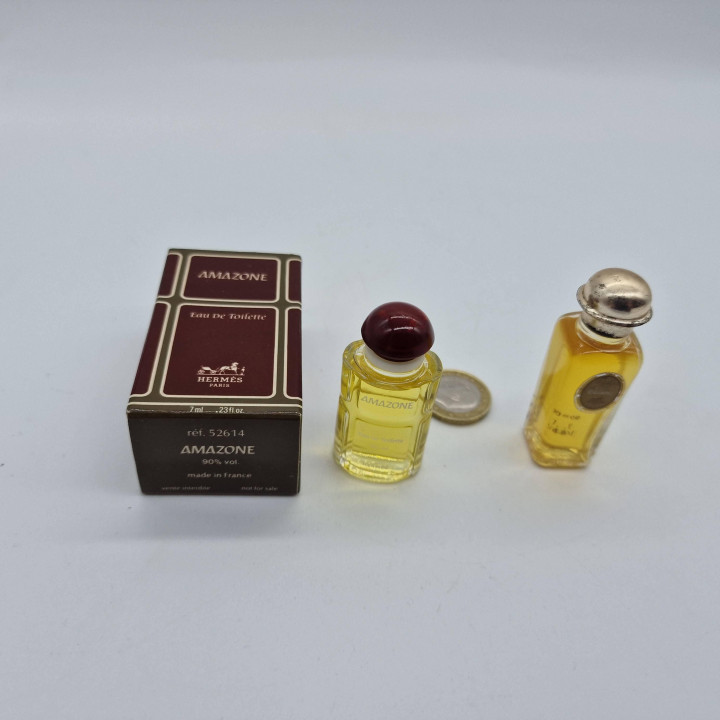 Vintage Miniature Perfume Set, Hermes Amazone 7ml and Caleche 7.5ml Collectible Mini Fragrances, 1980s French Perfumery Lot of 2