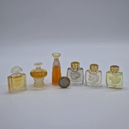 Zestaw Miniatur Perfum Lalique, Flakony Kolekcjonerskie Vintage - Komplet 6 Mini Perfum Szkło Satynowe Art Deco, Lion Equus 1990