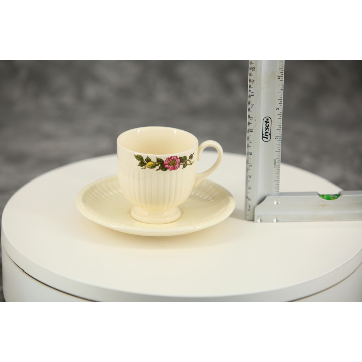コーヒーカップ&ソーサー セット - ウェッジウッド エドミ ワイルドブライア - 3客 100ml - 英国製 ビンテージ クリームウェア 1960年代