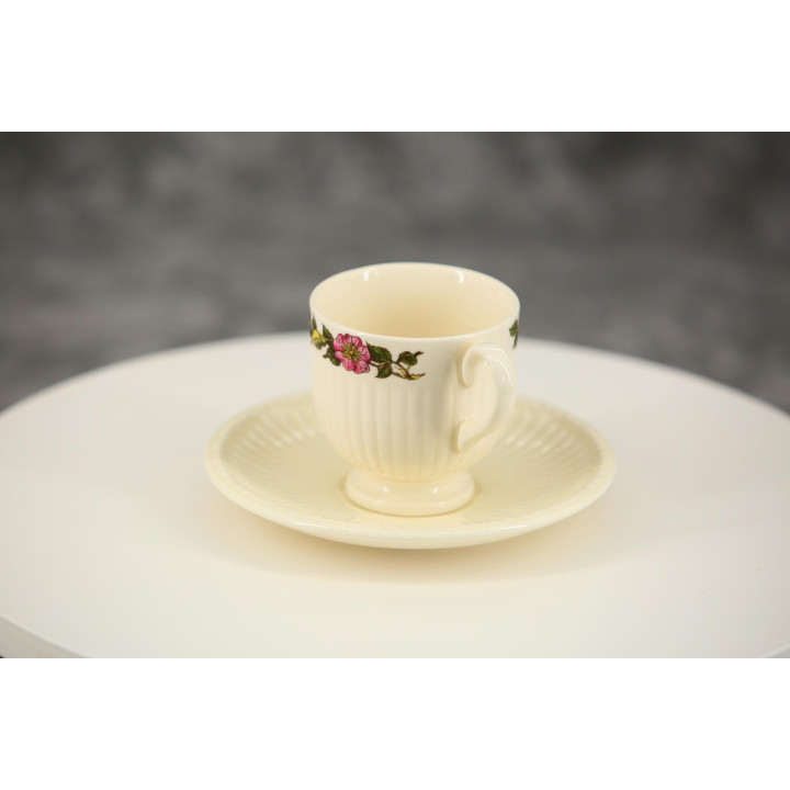 コーヒーカップ&ソーサー セット - ウェッジウッド エドミ ワイルドブライア - 3客 100ml - 英国製 ビンテージ クリームウェア 1960年代