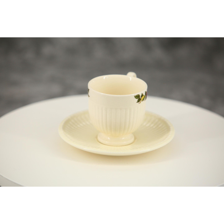 コーヒーカップ&ソーサー セット - ウェッジウッド エドミ ワイルドブライア - 3客 100ml - 英国製 ビンテージ クリームウェア 1960年代