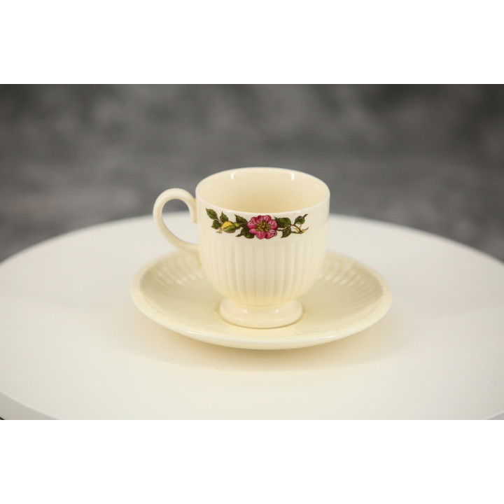コーヒーカップ&ソーサー セット - ウェッジウッド エドミ ワイルドブライア - 3客 100ml - 英国製 ビンテージ クリームウェア 1960年代