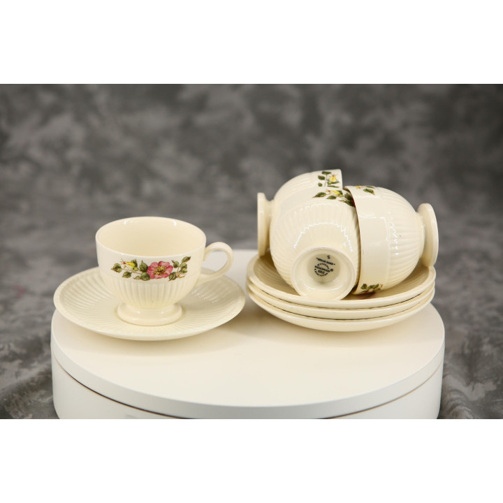 Набор из 4 чайных пар Wedgwood Briar Rose - Английский фаянс Этрурия Барластон Винтаж 1960-е годы