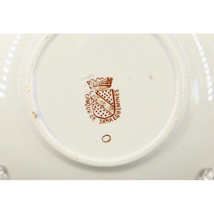 Set di 2 Tazzine da Caffè con Piattino Sarreguemines, Ceramica Opaque de Sarreguemines, Chinoiserie Stile Orientale, XIX Secolo