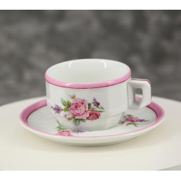 Conjunto de Chávena e Pires de Porcelana Vintage Anos 70