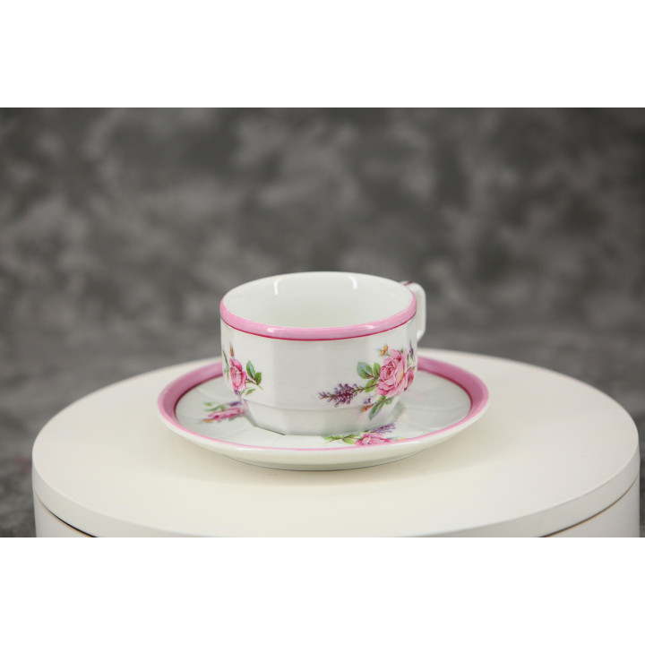 Juego de Taza de Té y Plato de Porcelana Vintage años 70