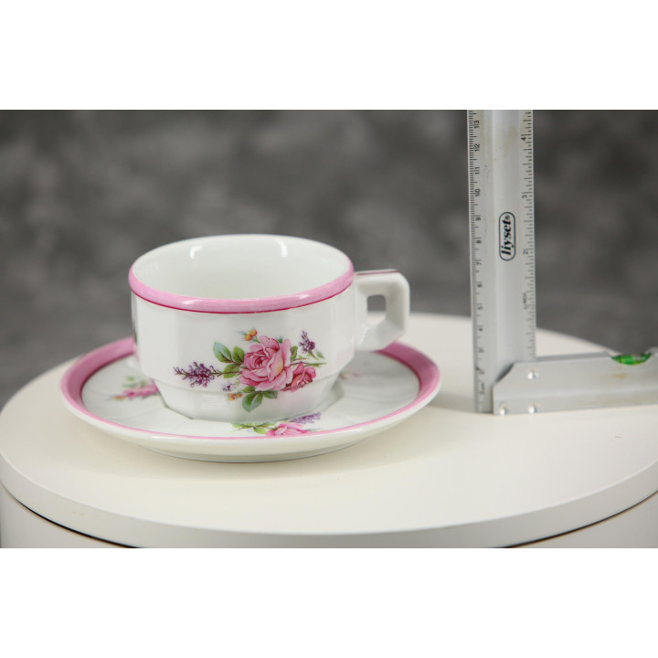Vintage Porzellan Teetasse mit Untertasse 1970er Jahre