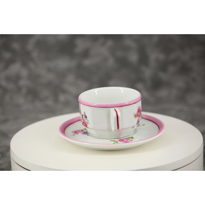 Juego de Taza de Té y Plato de Porcelana Vintage años 70