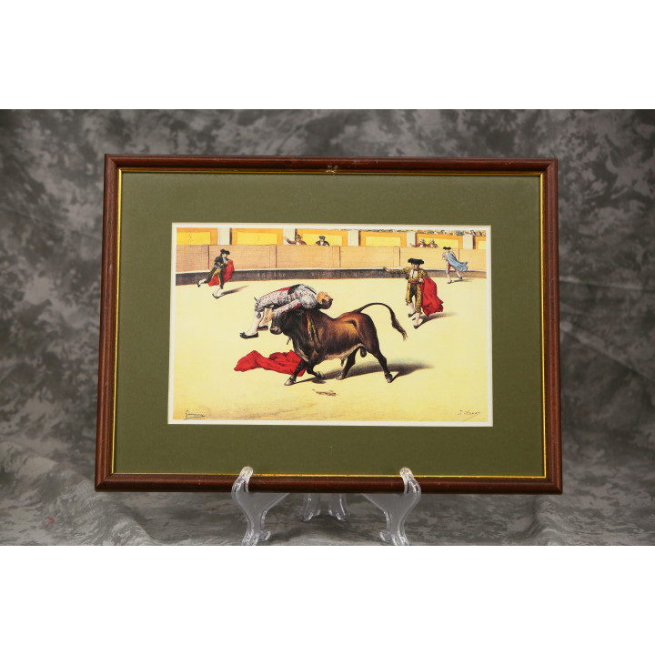 Ingelijste Stierenvechten Print, Atelier R. Serrano Valencia, Vintage 