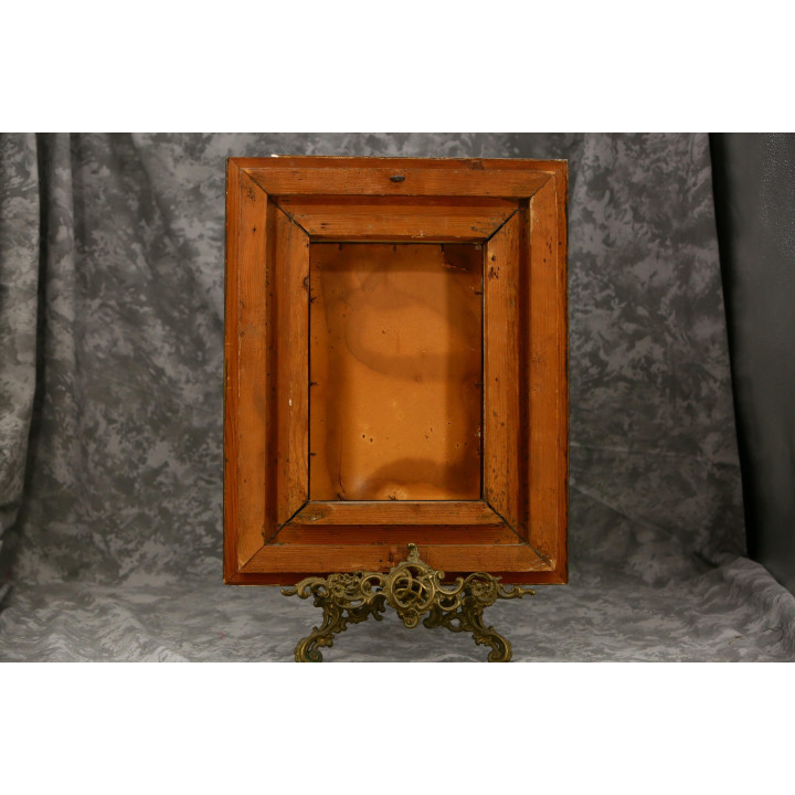 Antique 19th C. Oil Painting on Opaline Glass - Framed