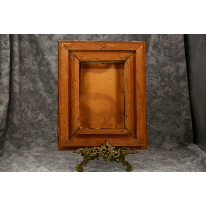 Antique 19th C. Oil Painting on Opaline Glass - Framed
