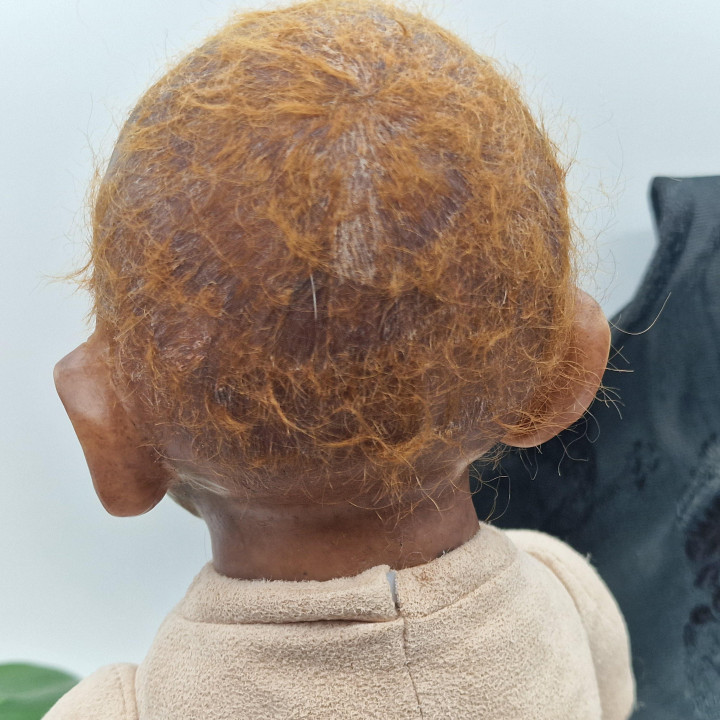 リアルなリボーンオランウータン人形 48cm, 1990年代ヴィンテージ赤ちゃん猿霊長類, 布とビニール製コレクターズアートドール