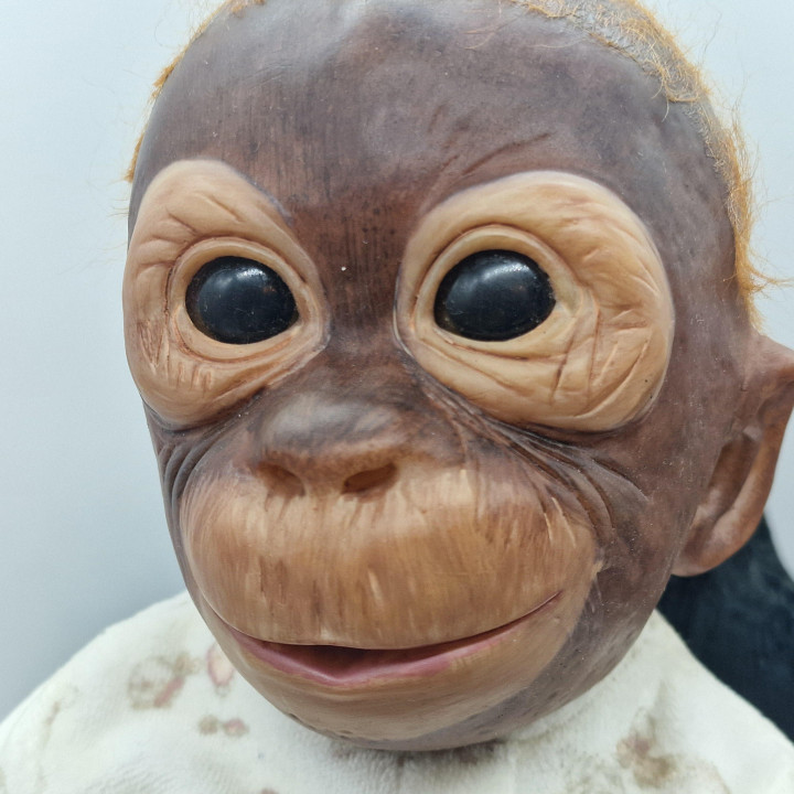 リアルなリボーンオランウータン人形 48cm, 1990年代ヴィンテージ赤ちゃん猿霊長類, 布とビニール製コレクターズアートドール