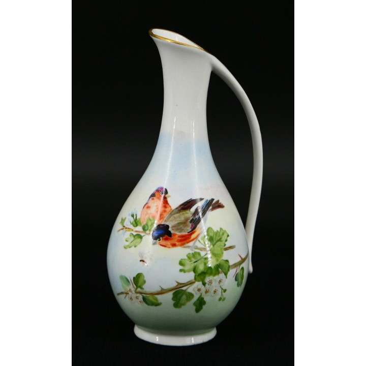 Jarra de porcelana Grethe Aaslid 1957 - Florero decorativo con pintura de pájaros a mano