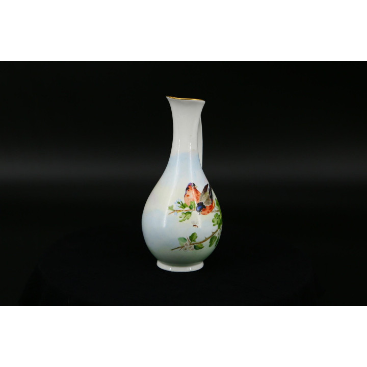 Grethe Aaslid 1957 Porseleinen Kan - Handbeschilderde Vaas met Vogels Mid Century Decoratie