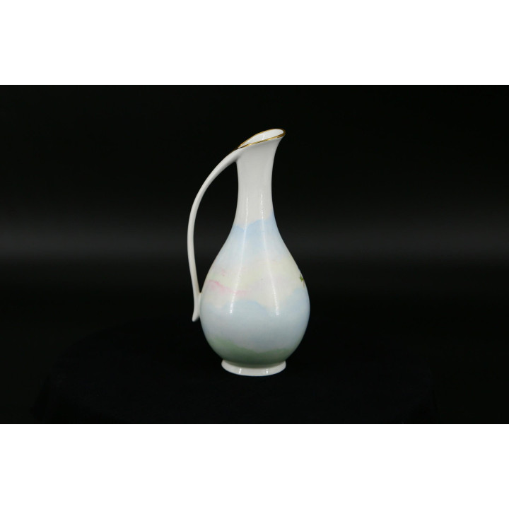 Jarra de porcelana Grethe Aaslid 1957 - Florero decorativo con pintura de pájaros a mano