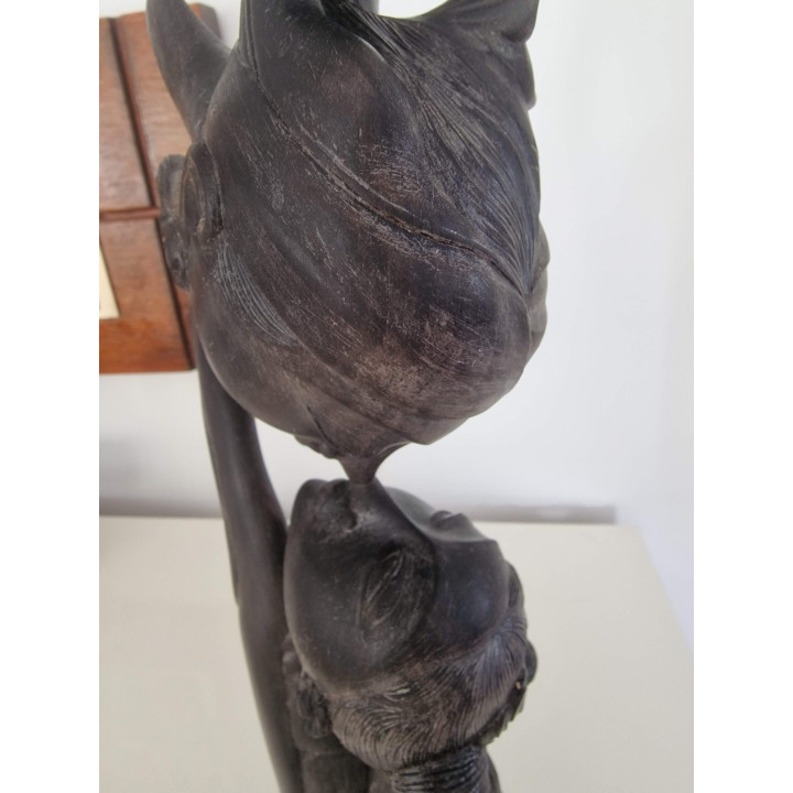 Estatua Perro Fu León Guardián Chino, Cerámica Turquesa Esmaltada, Escultura Asiática de Protección, Feng Shui Vintage