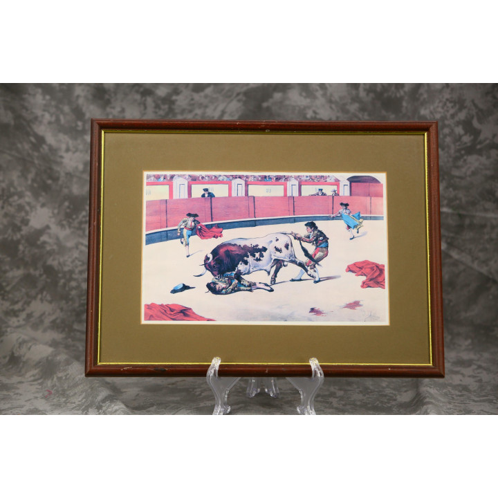 闘牛 額装アート R. Serrano バレンシア 1990年代
