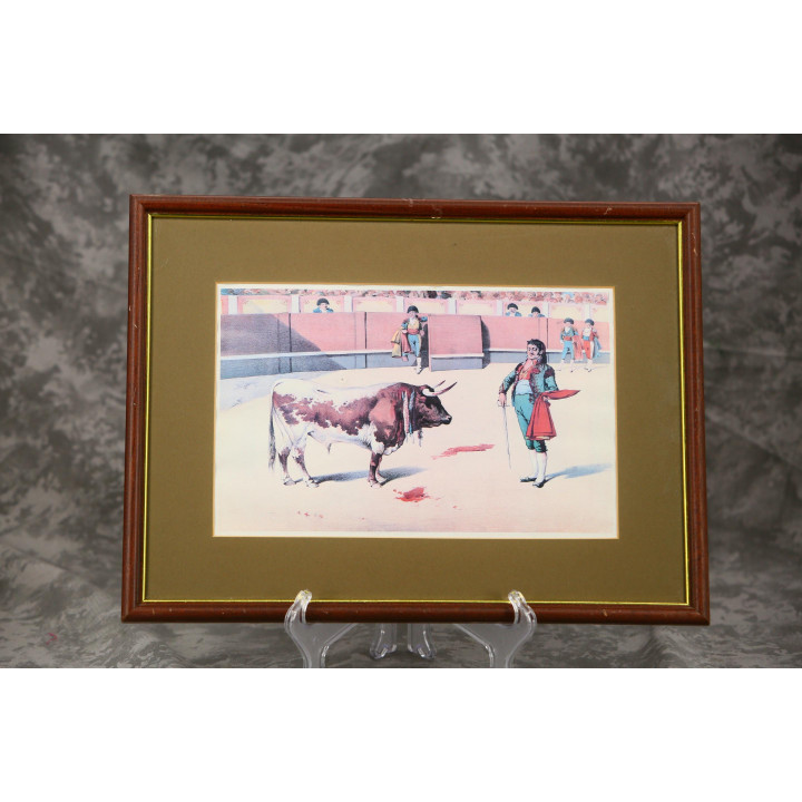 Framed Vintage Spanish Bullfighting Print R. Serrano 1990s