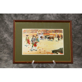 Lámina Enmarcada Corrida de Toros | R. Serrano Valencia