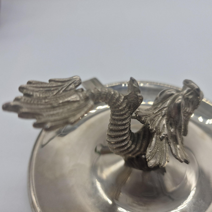 Vintage Silver-Plated Ashtray with Heraldic Dolphin, 1960s