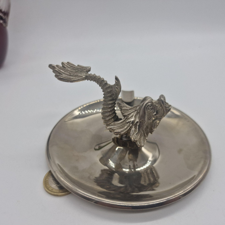 Cinzeiro vintage em metal prateado com golfinho, 1960