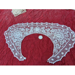 Gola de renda antiga de algodão, era eduardiana, c. 1910