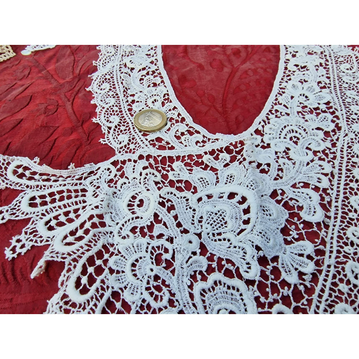 Antyczny ręcznie robiony kołnierz z koronki – edwardiańska aplikacja tekstylna ok. 1900