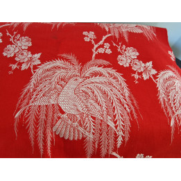 Tessuto Damasco Vintage Jacquard Rosso 1.6x2.4m Spagna 1950