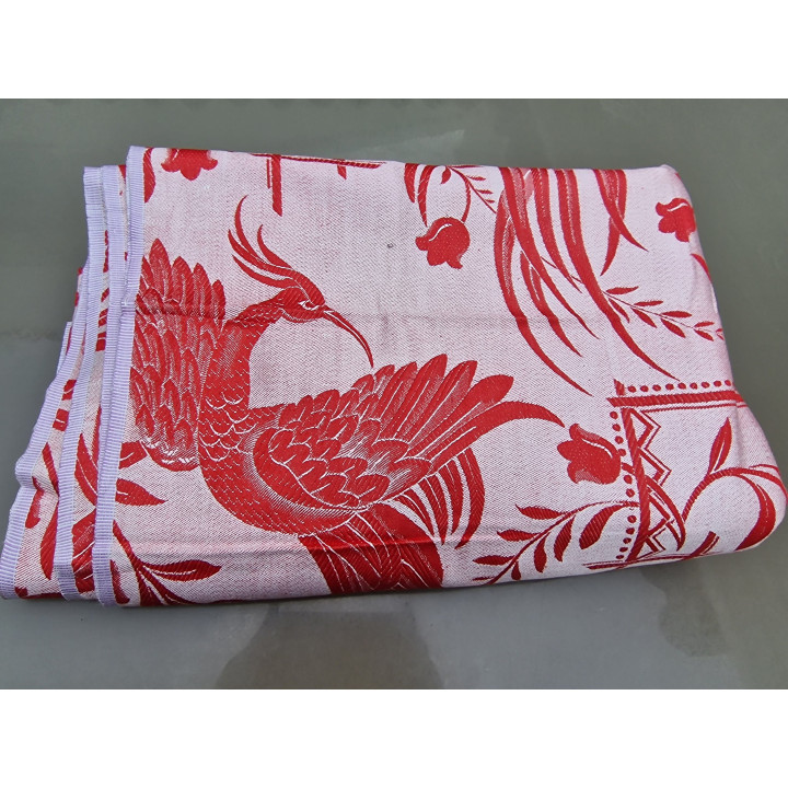 Tecido Jacquard Vintage Vermelho com Aves do Paraíso | Damasco de Algodão | 160 cm Largura | Estofos & Decoração Casa | NÃO UTI…