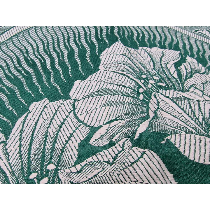 Tkanina Vintage Żakard Damask Zielono-Biała | Egzotyczny Kwiatowy Materiał Obiciowy Poduszki Dekor | Bawełna 160cm Niewykorzyst…