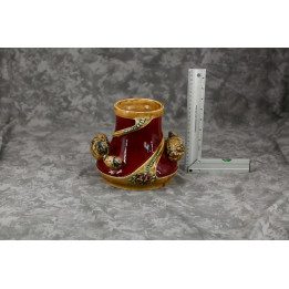 Art Nouveau Majolica Barbotine Bird Vase c. 1900