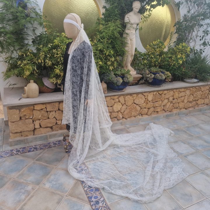Vintage Spanische Brautmantilla 1970er (260x320 cm)