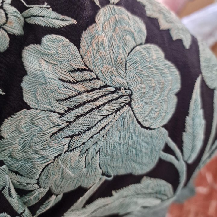 Antique 19th Century Silk Manila Shawl Reversible Embroidery