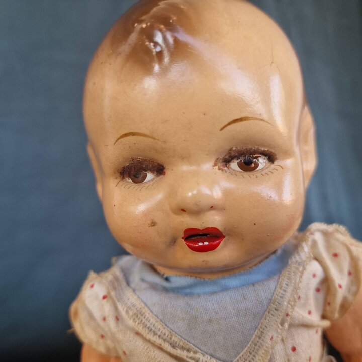 Vintage 1940s Composition Baby Doll for Restoration