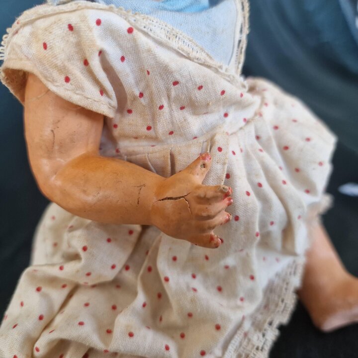 Vintage 1940s Composition Baby Doll for Restoration