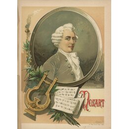 Litografia antica di Mozart di Felipe Gonzalez Rojas Madrid circa 1880