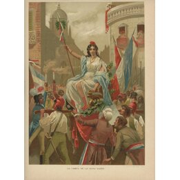 Старинная Испанская Литография Праздник Богини Разума 1880