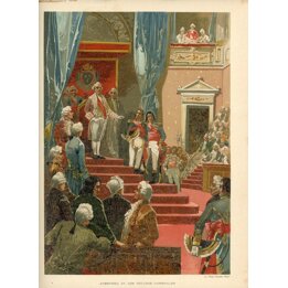 1890 Spaanse Lithografie Apertura de los Estados Generales door Felipe Gonzalez Rojas Antieke Prent