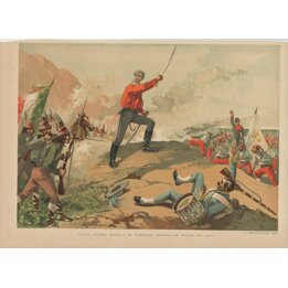 Litografía Antigua Batalla de Mentana 1867 Garibaldi vs Tropas Papales Grabado Español Siglo XIX Pepe Gonzalez