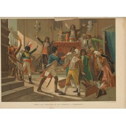 Antieke Chromolitho De Val van Robespierre ca.1880 Franse Revolutie La Ilustración Española y Americana