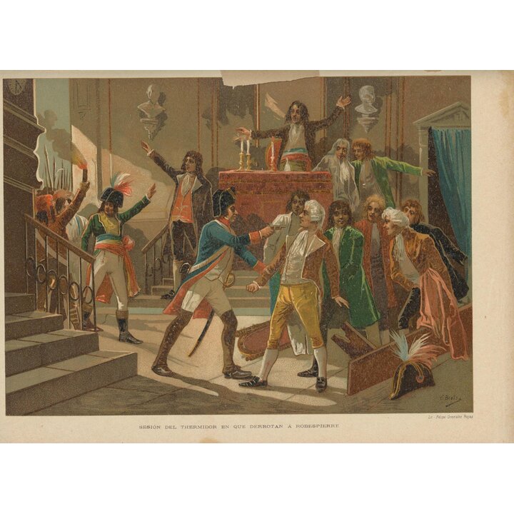 Antike Chromolithographie Der Sturz Robespierres ca. 1880er Französische Revolution La Ilustración Española y Americana