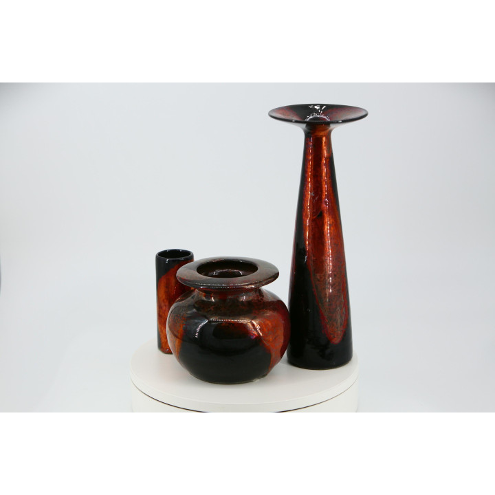 Set di 3 vasi Otto Keramik Fat Lava, anni '70