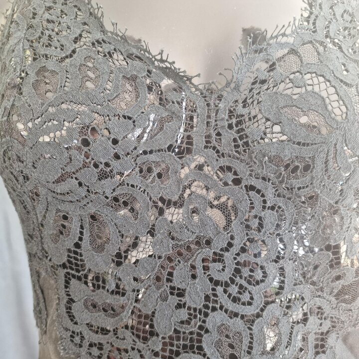 Top de seda e camisola vintage anos 80, seda natural preta com renda, alças finas, tamanho S feminino