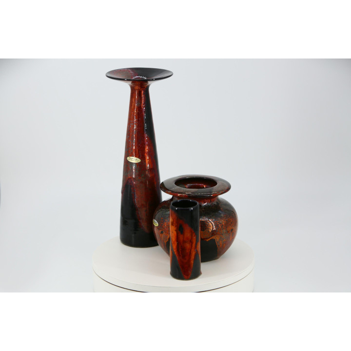 Conjunto 3 Jarrones Otto Keramik Fat Lava 1970